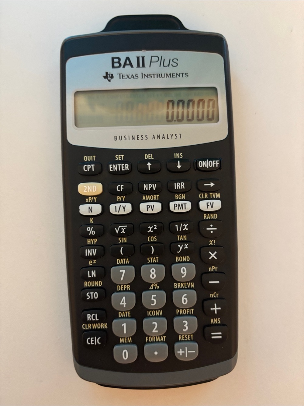 Texas Instruments BA II Plus Financial Calculator in Black and Gray